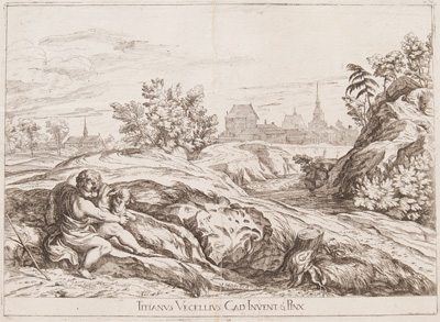 Titian etching from 1682 St John the Baptist as a Child with the Lamb